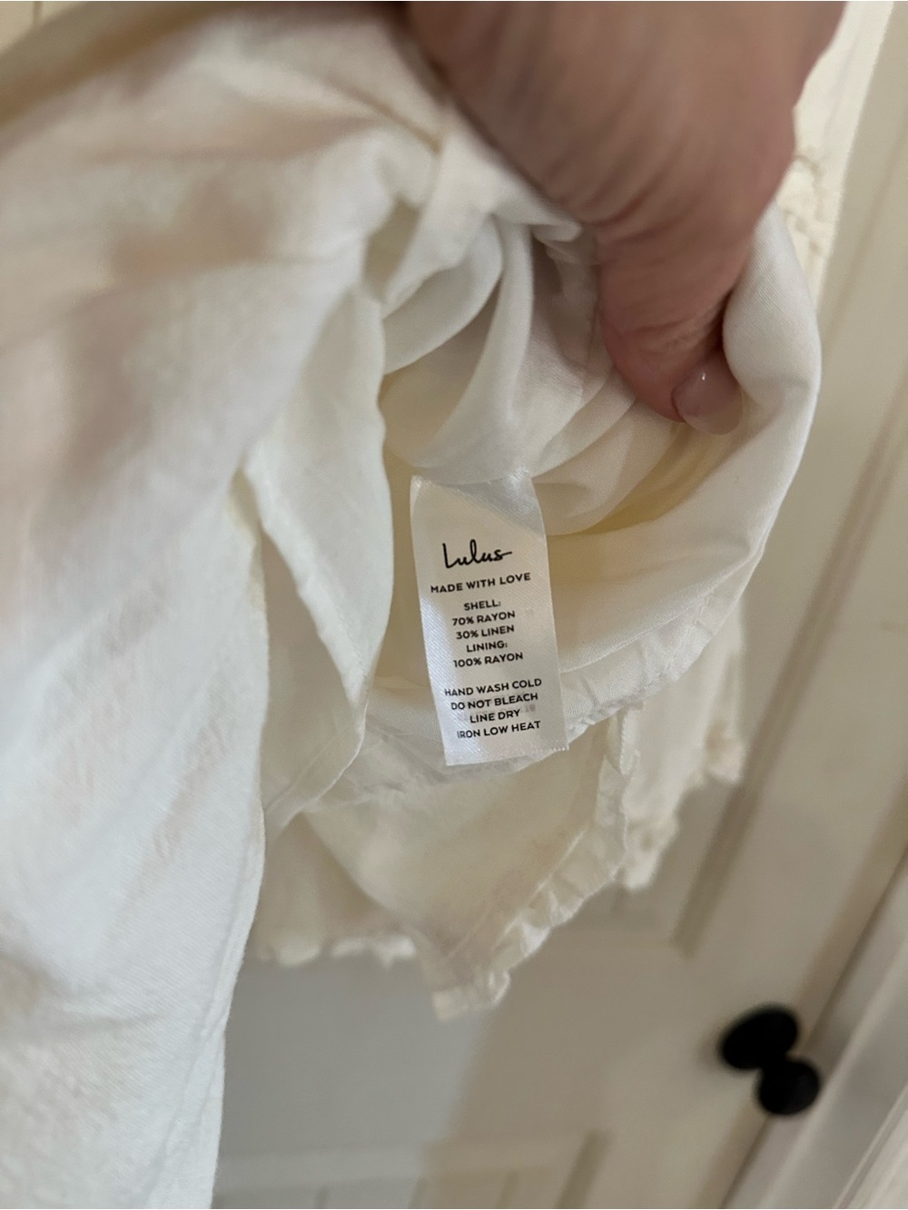 Lulu's Cream Ruffled Tie-Front Mini Dress - Picture 5 of 5